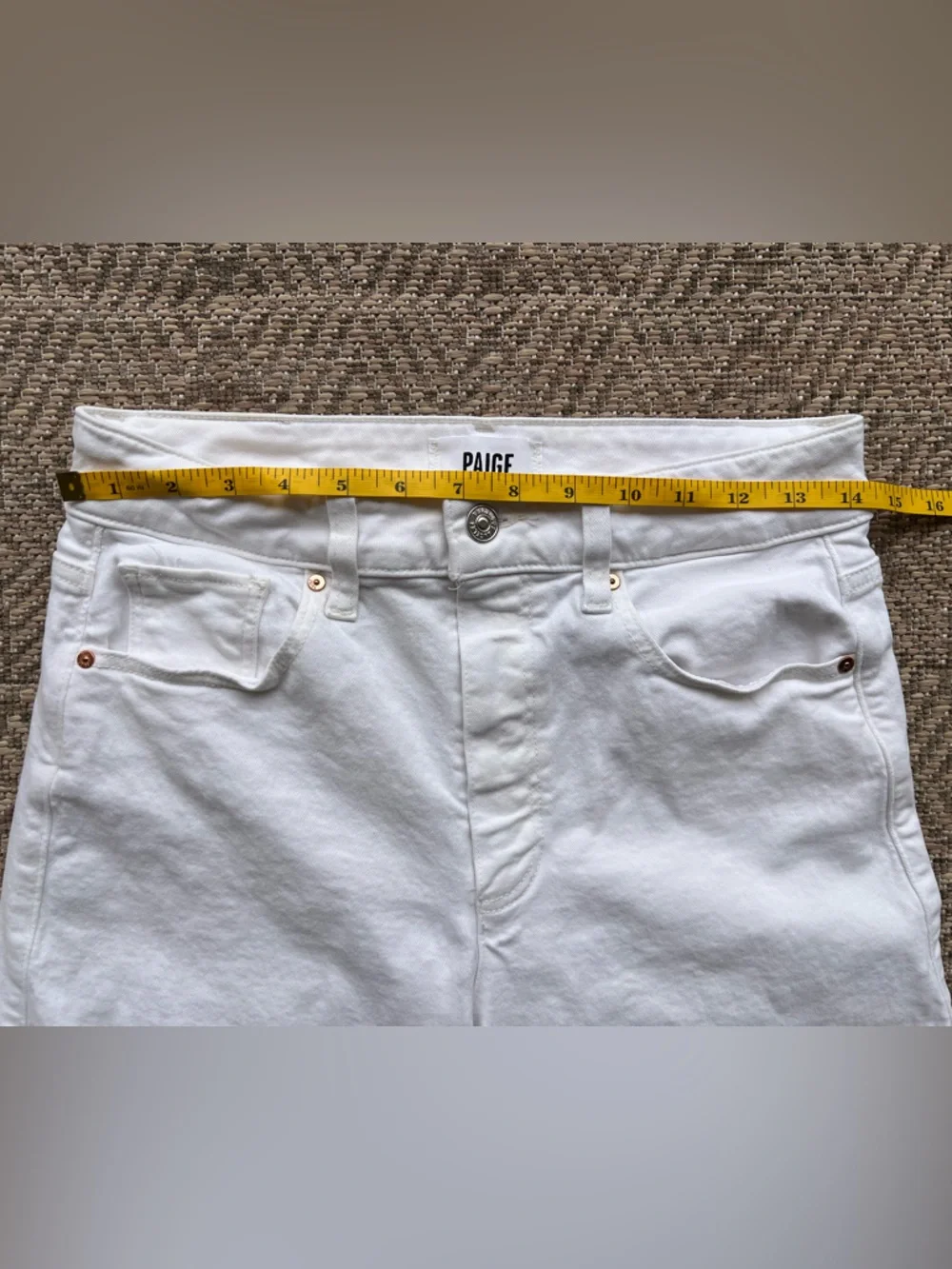 Paige Sasha Ankle Wide Leg Jeans‎ White Ivory Womens Size 28 Cropped Cuffed